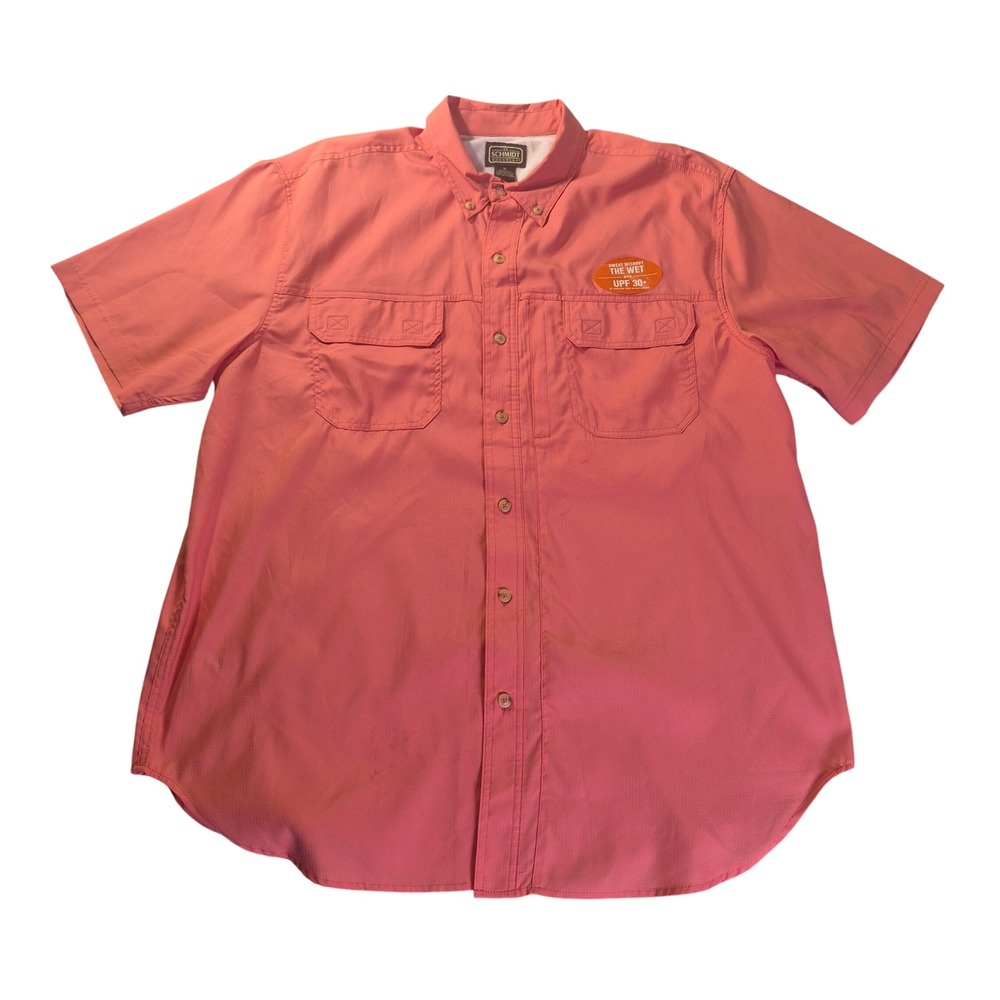 C.E. Schmidt SMW17-06A Mens XL Short Sleeve Fishing Work Shirt Coral UPF 30+‎